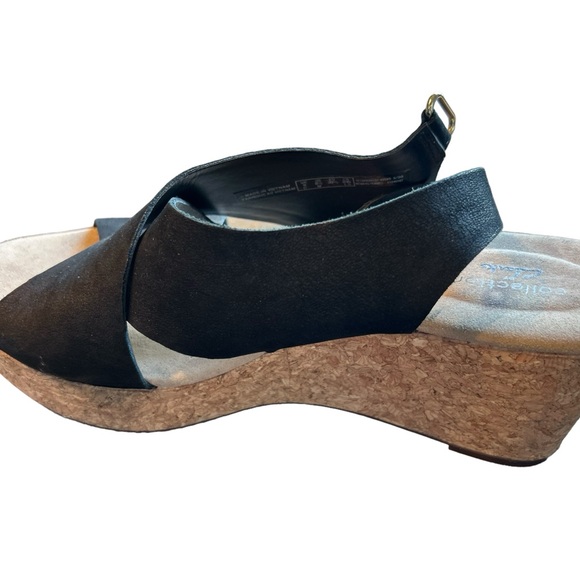 Clarks Annadel Eirwyn Black Leather Wedge Sandals sz 8 1/2 - Picture 9 of 9